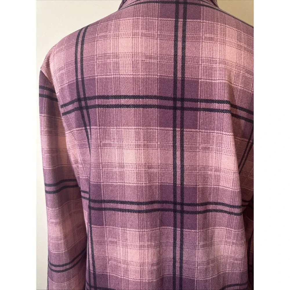 Eden & Olivia Soft Plaid Flannel Shirt Women's M Pink Black Button Up 3/4 Sleeve - Picture 6 of 10